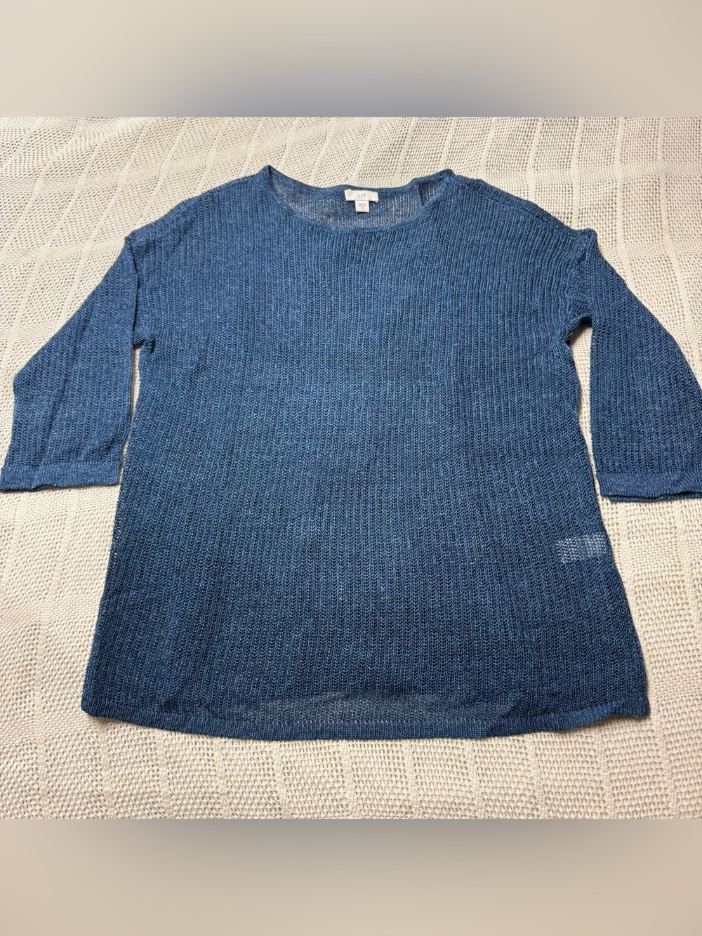 J Jill Blue Women's Linen Blend Lightweight Knit Sweater